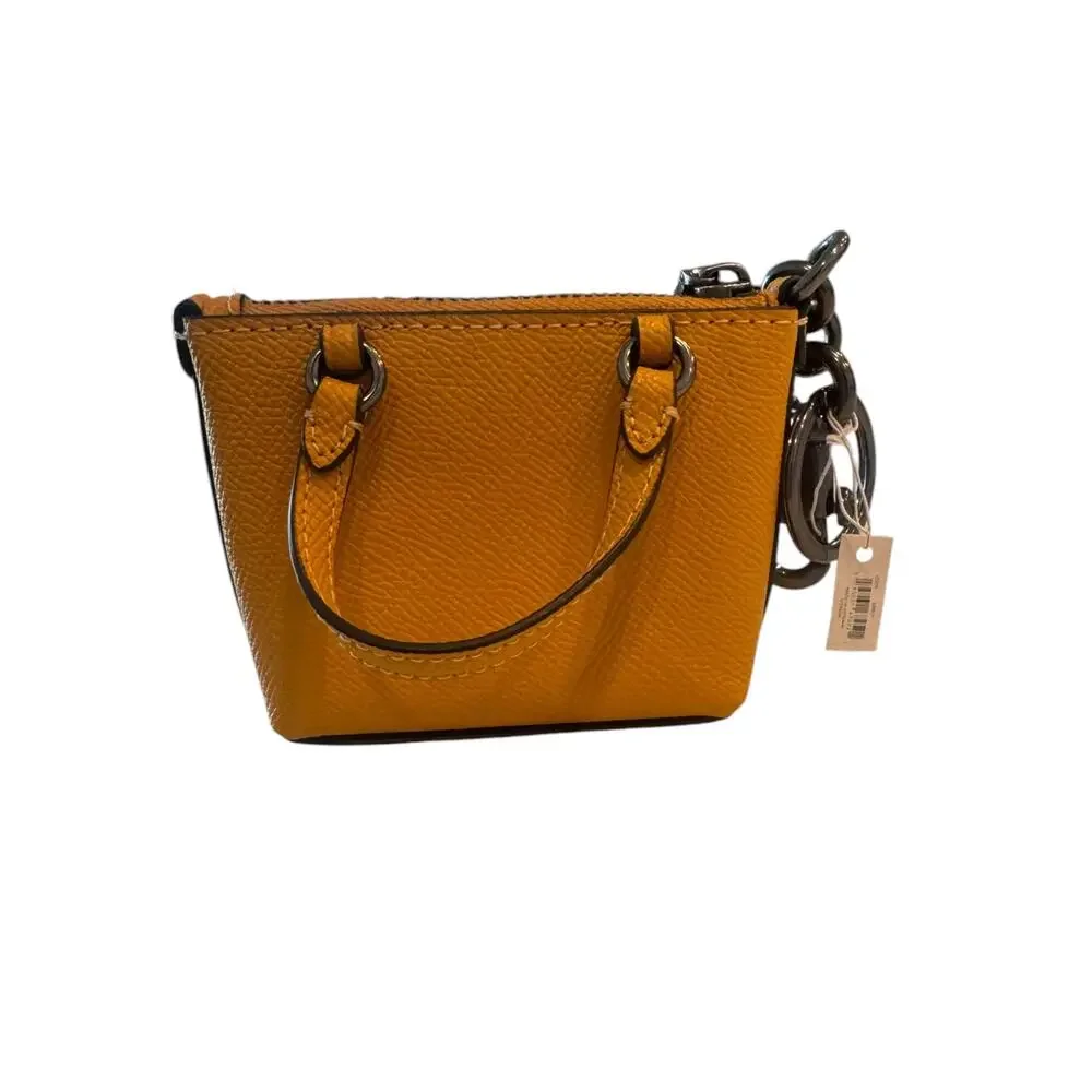 COACH mini Gallery leather bag charm tote keychain Buttercup